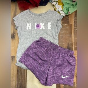 Girls Nike heather gray floral set 4/5